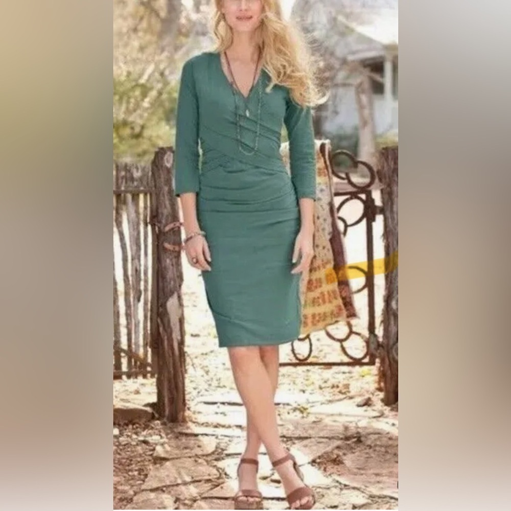 Sundance Ruched Faux Wrap Dress